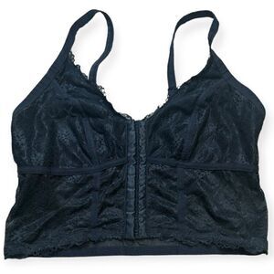 Colsie Women's Black Lace V-Neck Bustier Corset Crop Top Bralette Large